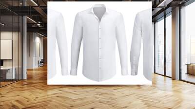 White classic shirt. Men's shirt. Woman's shirt. Office style. Photographed on an invisible mannequin, isolated on white background. Wall mural