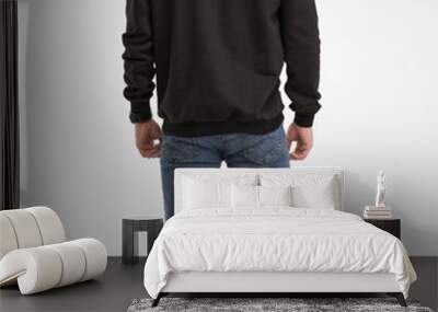 man wears black hoodie. isolated clothing mockup photo Wall mural