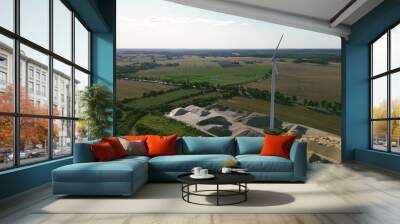 Wind turbine at sunset landscape Wall mural