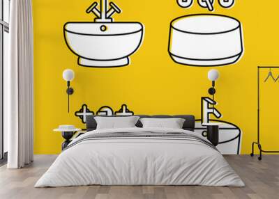  Sink icons set. Plumbing vector line icons. Wall mural