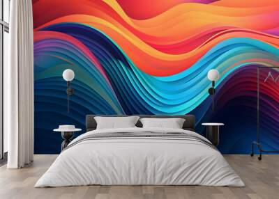 Abstract 3D Background wave background curve technology IA générative Wall mural