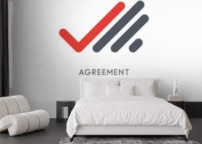 Agreement checkmark logo - hand with check mark or tick symbol. Business, contract and deal vector icon. Wall mural