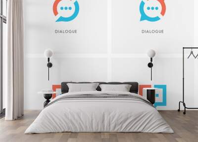 dialogue and discussion logo set. split chat symbol, two speakers have a conversation - communicatio Wall mural