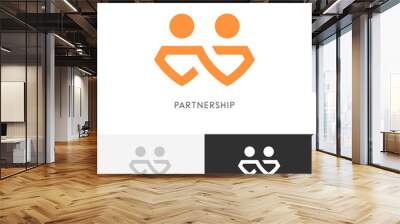 Partnership business logo - two partners work together, chain or infinity symbol. Company, cooperation and teamwork vector icon. Wall mural