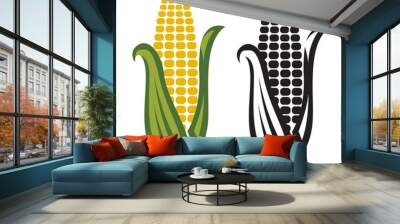 corn cob icons isolated on white background Wall mural