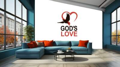 heart and dove icon isolated on white background  Wall mural