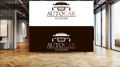 set of car emblems on black and white background Wall mural