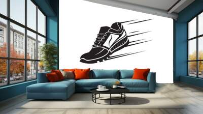 speeding running sport sneakers shoe icon Wall mural