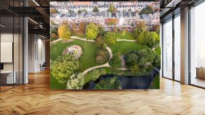 aerial view of amsterdam city roofs beside sarphati park Wall mural