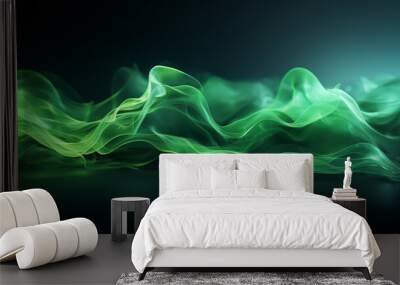 A green abstract wave background Wall mural