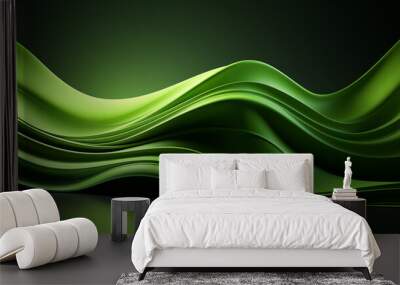 A green abstract wave background Wall mural