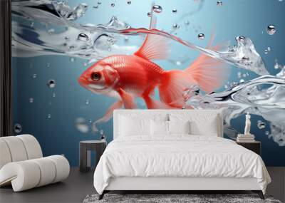 A red beautiful betta fish from an Aquarium with nature light Wall mural