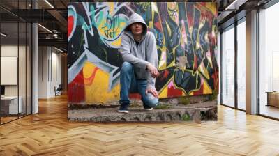 a young man in a hoodie hip-hop Wall mural