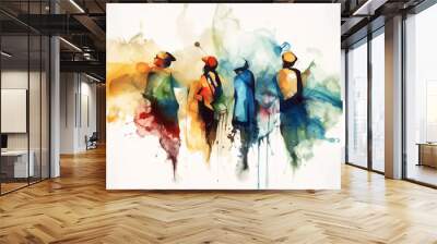 Abstract fashion watercolor illustration of person Wall mural