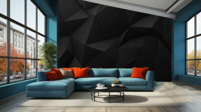 Abstract polygonal space low poly dark background with connecting dots and lines. Wall mural