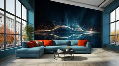 Abstract wave flow. Sound oscillation design. Flowing particles. Wall mural