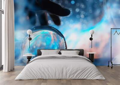 Astrological background. Crystal ball with predictions. Horoscope of the stars. Fortune telling and determination of fate. Soothsayer with a crystal ball. Wall mural