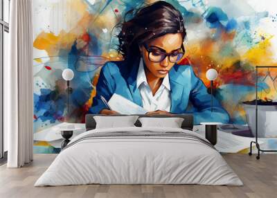 Audit, standards, research, process, examination, objective, account, quality. Auditor girl. Wall mural