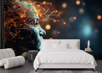 Big data and artificial intelligence concept. Machine learning Wall mural