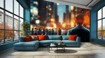 Big data and artificial intelligence concept. Machine learning Wall mural