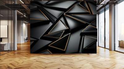 Black triangular abstract background, Grunge surface Wall mural