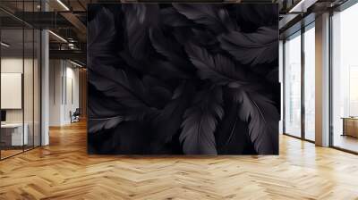 close up of texture - black feathers Wall mural