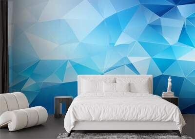 Geometric shapes on abstract blue background Wall mural