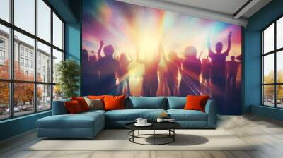 people having fun in a disco. blur effect for an artistic touch Wall mural