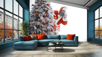 Portrait of real happy Santa Claus.Funny Santa. Theme Christmas holidays and winter new year Christmas are coming! Wall mural