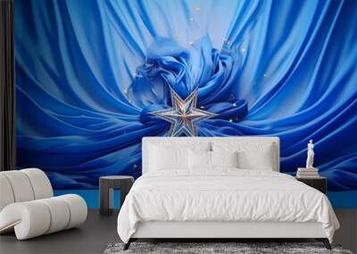 stars with light and shadow on a blue background. Wall mural