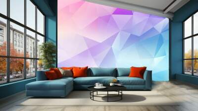 Watercolor-style polygon background in light rainbow colors Wall mural