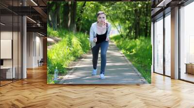 woman sport run in park outdoor Wall mural