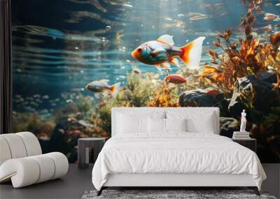 exotic tropical fish underwater in ocean in the aquarium Wall mural