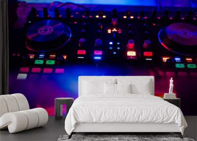 music professional mixer DJ for mixing music with a bright and colorful background Wall mural