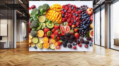 various fresh food fruits and vegetables for healthy eating and vegetarian diet nutrition Wall mural