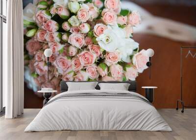 wedding bouquet with ribbons Wall mural