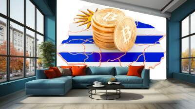 Bitcoin cryptocurrency in Uruguay, 3D rendering Wall mural