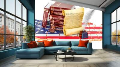 Constitution of the United States concept with map and flag, 3D rendering Wall mural