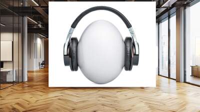 Egg with headphones, 3D rendering Wall mural