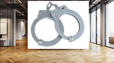 Handcuffs, 3D rendering isolated on transparent background Wall mural