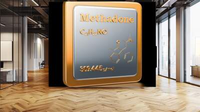 Methadone. Icon, chemical formula, molecular structure. 3D rendering Wall mural