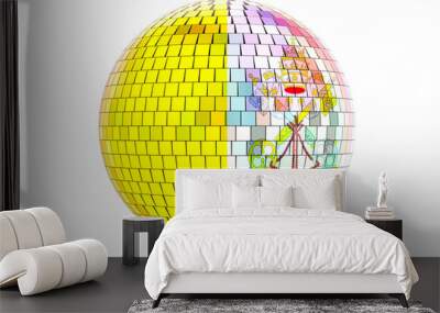 Mirror disco ball with Vatican flag, 3D rendering Wall mural