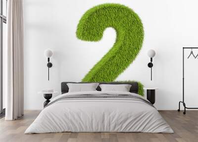 number 2 from grass, 3d rendering Wall mural