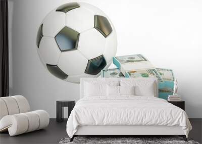 Online sport bets. Money and soccer ball, 3D rendering Wall mural