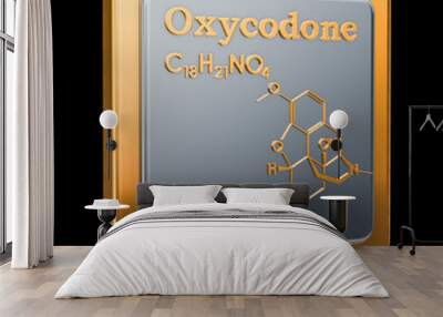 Oxycodone. Icon, chemical formula, molecular structure. 3D rendering Wall mural