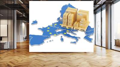 Shipping and Delivery from European Union concept, 3D rendering Wall mural