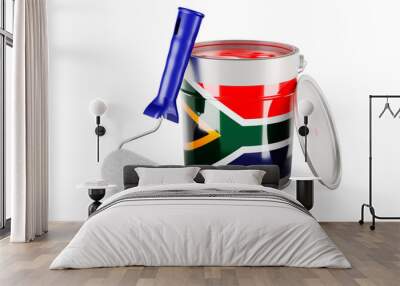 South African flag on the paint can, 3D rendering Wall mural