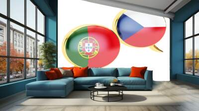 Speech bubbles, Portuguese-Czech translation concept. 3D renderi Wall mural