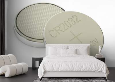 two button cells, 3d rendering Wall mural