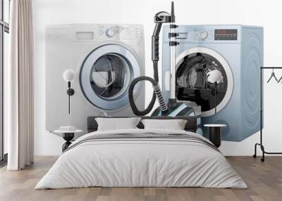 Washing machine, clothes dryer, electric steam iron and garment steamer, 3D rendering Wall mural